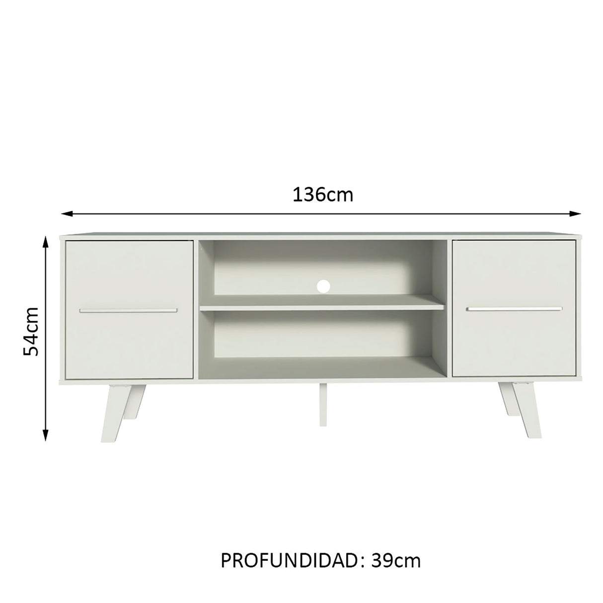 Rack de TV Copenhague Blanco 136x54cm Para TV Hasta 55 Pulgadas - Muebles de TV | Bylmo