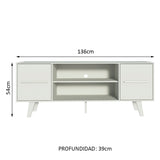 Rack de TV Copenhague Blanco 136x54cm Para TV Hasta 55 Pulgadas - Muebles de TV | Bylmo