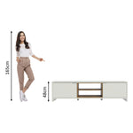 Rack De Tv Metz Blanco 180x48cm Para Tv Hasta 75 Pulgadas