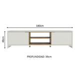 Rack De Tv Metz Blanco 180x48cm Para Tv Hasta 75 Pulgadas