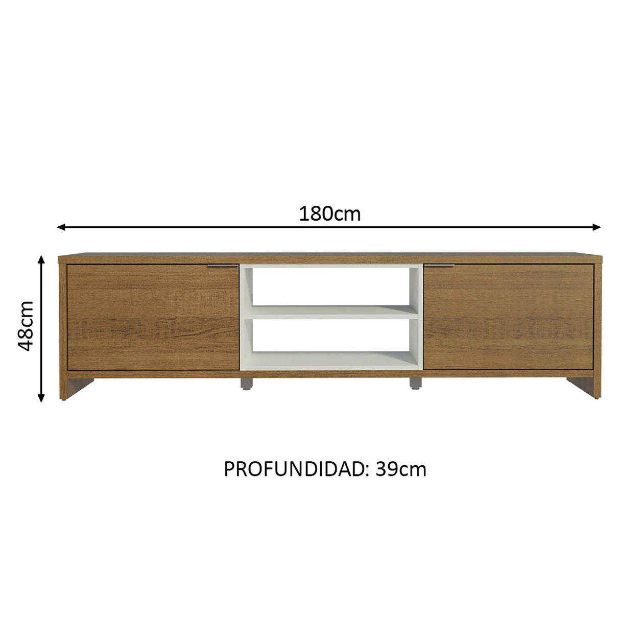 Rack de TV Metz Marron 180x48cm Para TV Hasta 75 Pulgadas - Muebles de TV | Bylmo