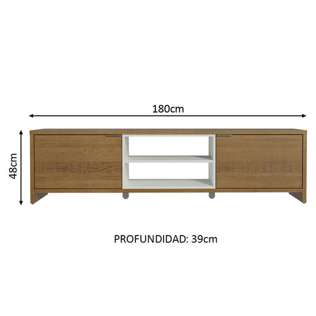 Rack de TV Metz Marron 180x48cm Para TV Hasta 75 Pulgadas - Muebles de TV | Bylmo