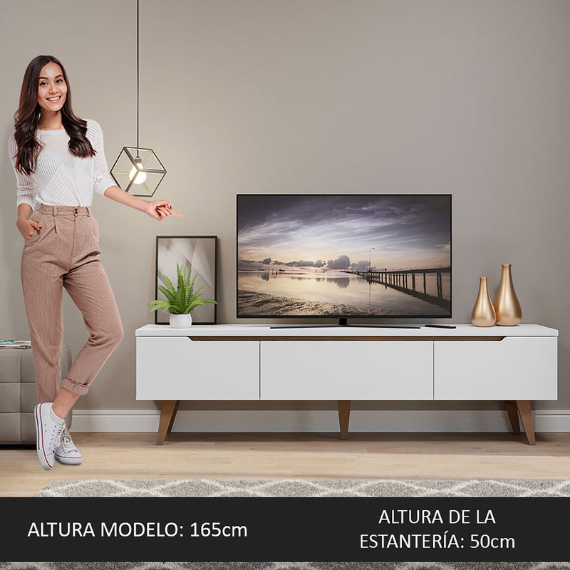 Rack De Tv Reims Blanco 180x50cm Para Tv Hasta 75 Pulgadas