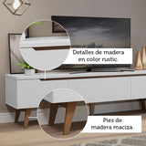 Rack de TV Reims Blanco 180x50cm Para TV Hasta 75 Pulgadas - Muebles de TV | Bylmo