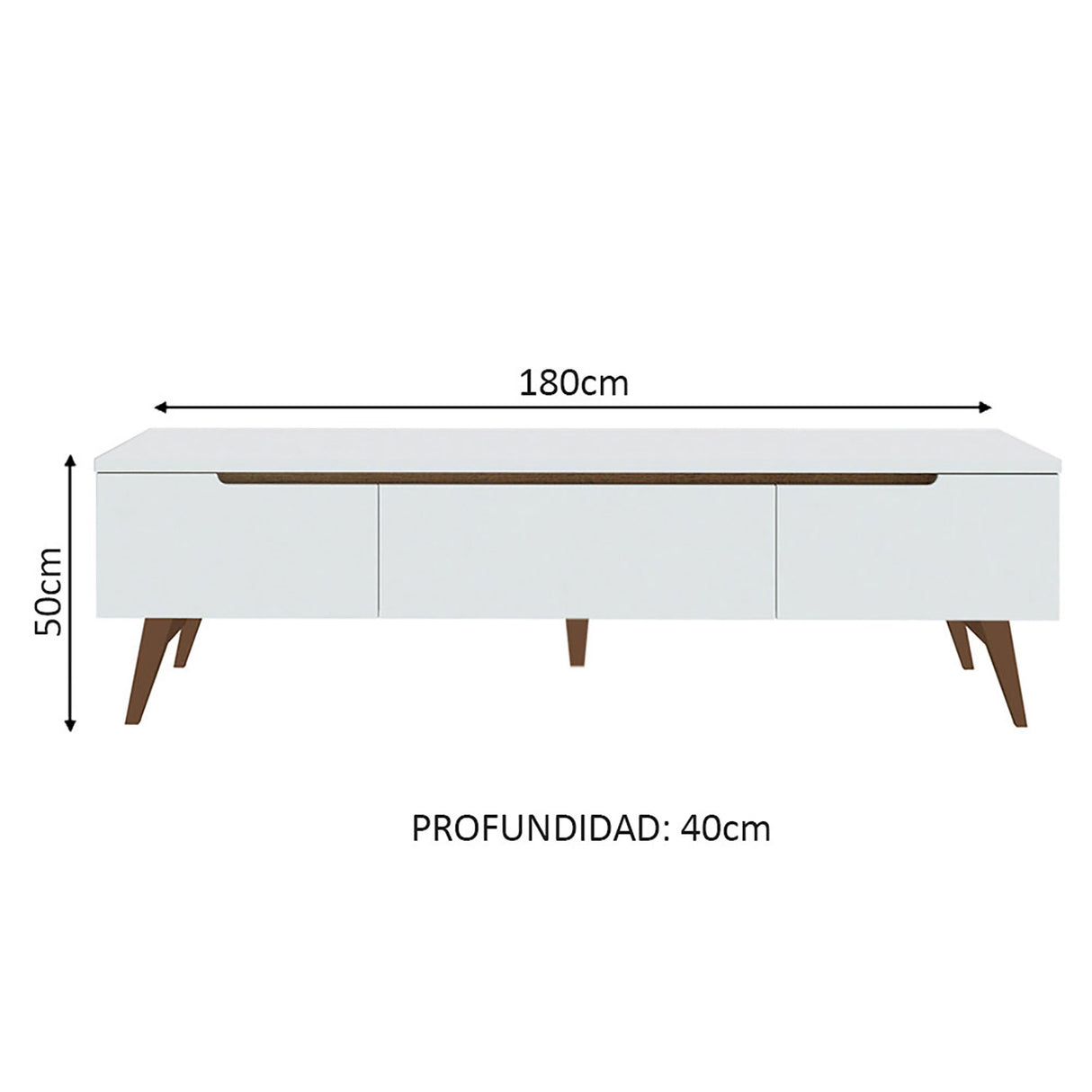 Rack de TV Reims Blanco 180x50cm Para TV Hasta 75 Pulgadas - Muebles de TV | Bylmo
