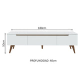 Rack de TV Reims Blanco 180x50cm Para TV Hasta 75 Pulgadas - Muebles de TV | Bylmo