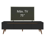 Rack de TV Reims Negro 180x50cm Para TV Hasta 75 Pulgadas - Muebles de TV | Bylmo