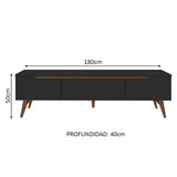 Rack de TV Reims Negro 180x50cm Para TV Hasta 75 Pulgadas - Muebles de TV | Bylmo