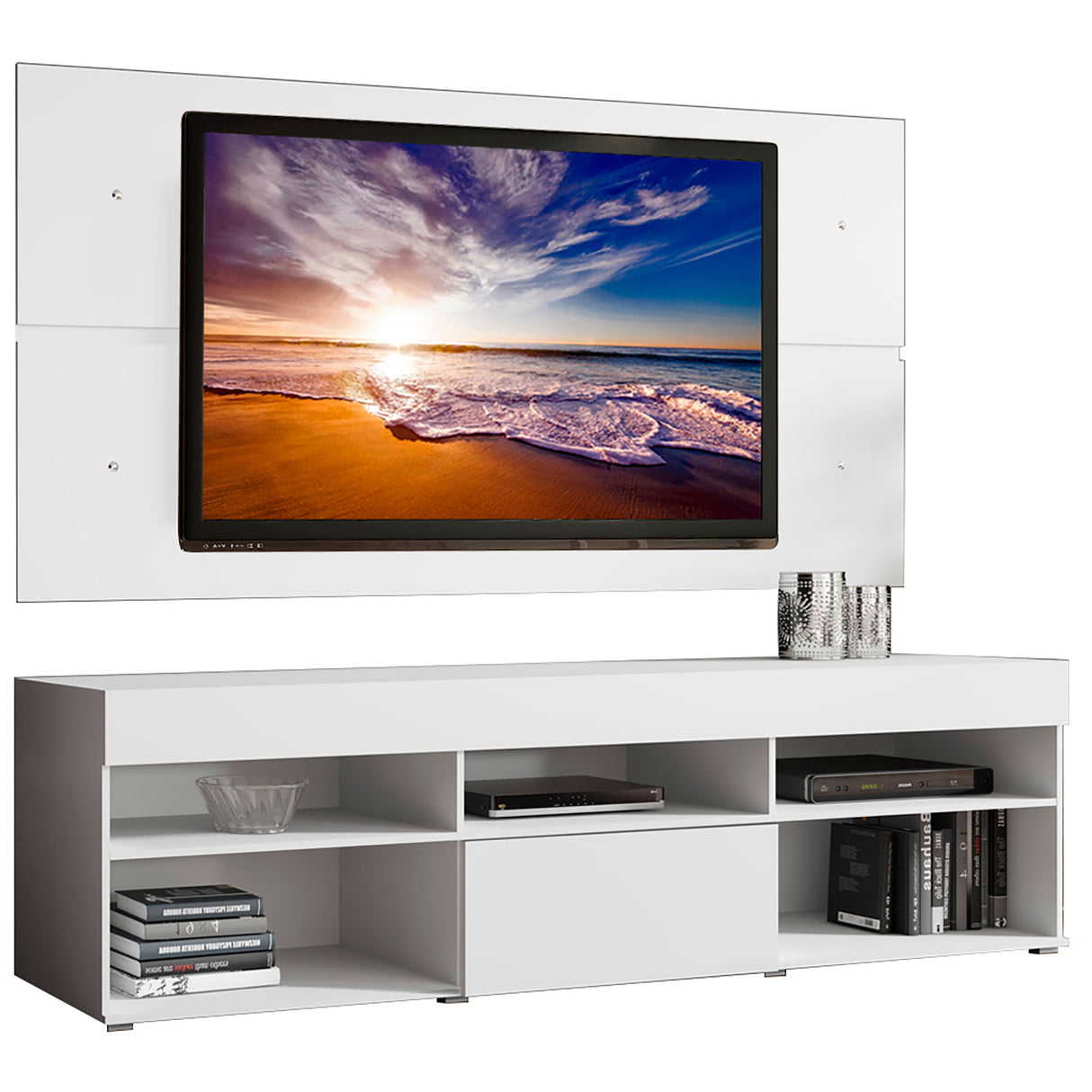 Centro de Entretenimiento Miami Blanco 180x52cm Para TV Hasta 65 Pulgadas - Muebles de TV | Bylmo