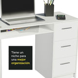 Mesa de Computador Alaska Blanco 136x77cm con Tres Cajones - Escritorios | Bylmo