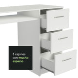 Mesa de Computador Alaska Blanco 136x77cm con Tres Cajones - Escritorios | Bylmo