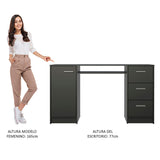 Mesa de Computador Alaska Negro 136x77cm con Tres Cajones - Escritorios | Bylmo