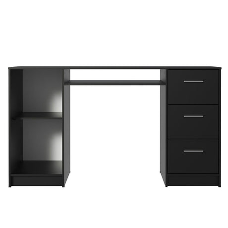 Mesa de Computador Alaska Negro 136x77cm con Tres Cajones - Escritorios | Bylmo