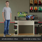 Escritorio Gamer Alaska B Blanco 136x75cm Sin Cajones - Escritorios | Bylmo