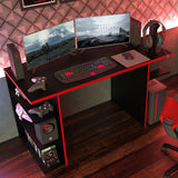 Escritorio Gamer Alaska NB Negro y Rojo 136x75cm Sin Cajones - Escritorios | Bylmo
