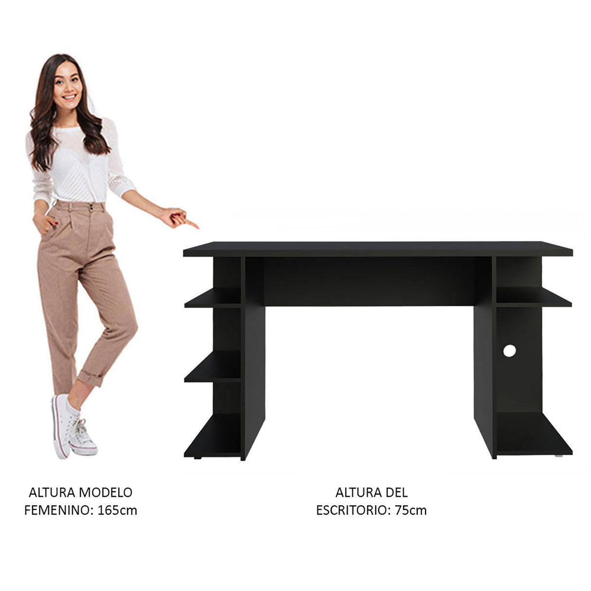 Escritorio Gamer Alaska GN Negro 136x75cm Sin Cajones - Escritorios | Bylmo