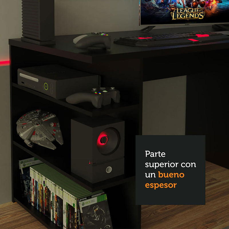 Escritorio Gamer Alaska Gn Negro 136x75cm Sin Cajones