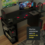 Escritorio Gamer Alaska GN Negro 136x75cm Sin Cajones - Escritorios | Bylmo