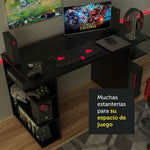 Escritorio Gamer Alaska Gn Negro 136x75cm Sin Cajones