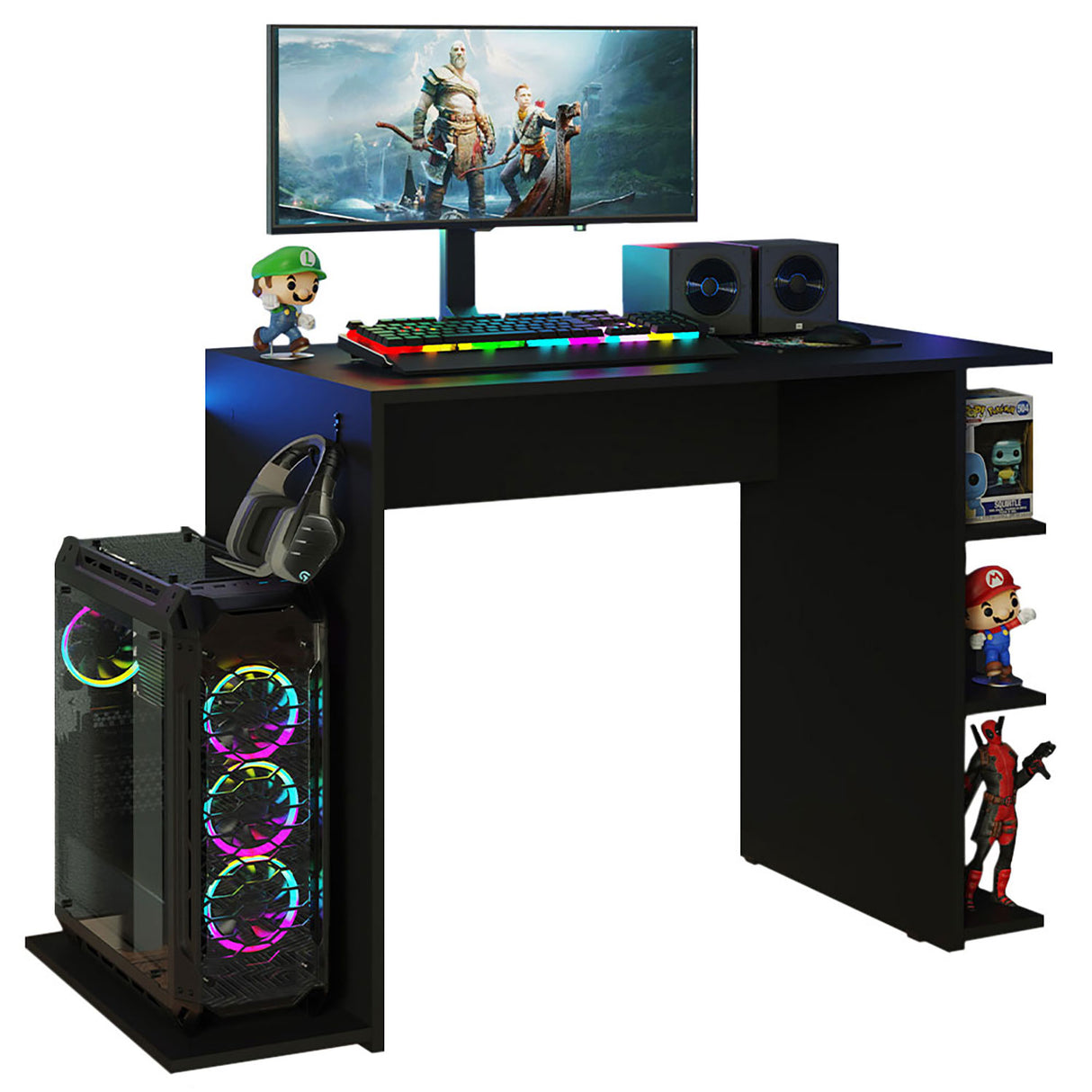 Escritorio Gamer Alaska P Negro 114x75cm Sin Cajones - Escritorios | Bylmo