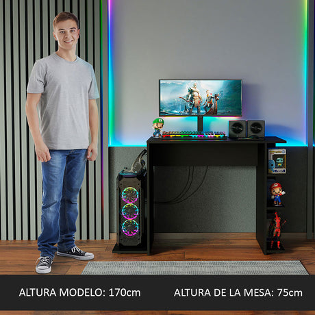 Escritorio Gamer Alaska P Negro 114x75cm Sin Cajones - Escritorios | Bylmo