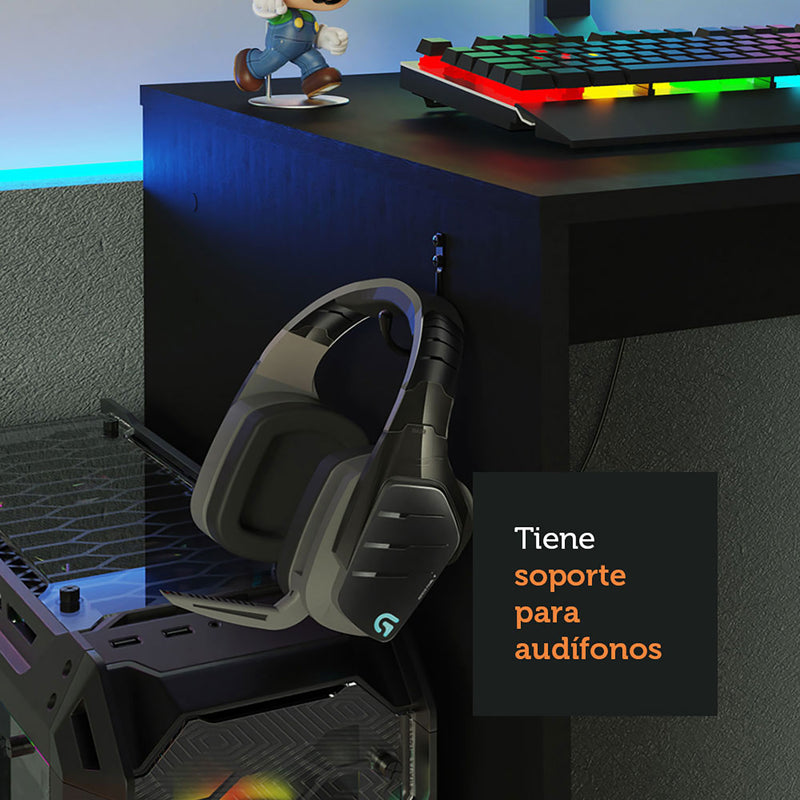 Escritorio Gamer Alaska P Negro 114x75cm Sin Cajones