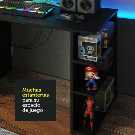Escritorio Gamer Alaska P Negro 114x75cm Sin Cajones - Escritorios | Bylmo