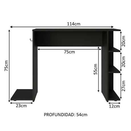 Escritorio Gamer Alaska P Negro 114x75cm Sin Cajones - Escritorios | Bylmo