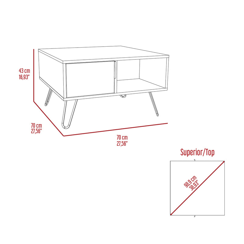 Mesa De Centro Borealis Carbón Y Ceniza 70x43cm Rectangular