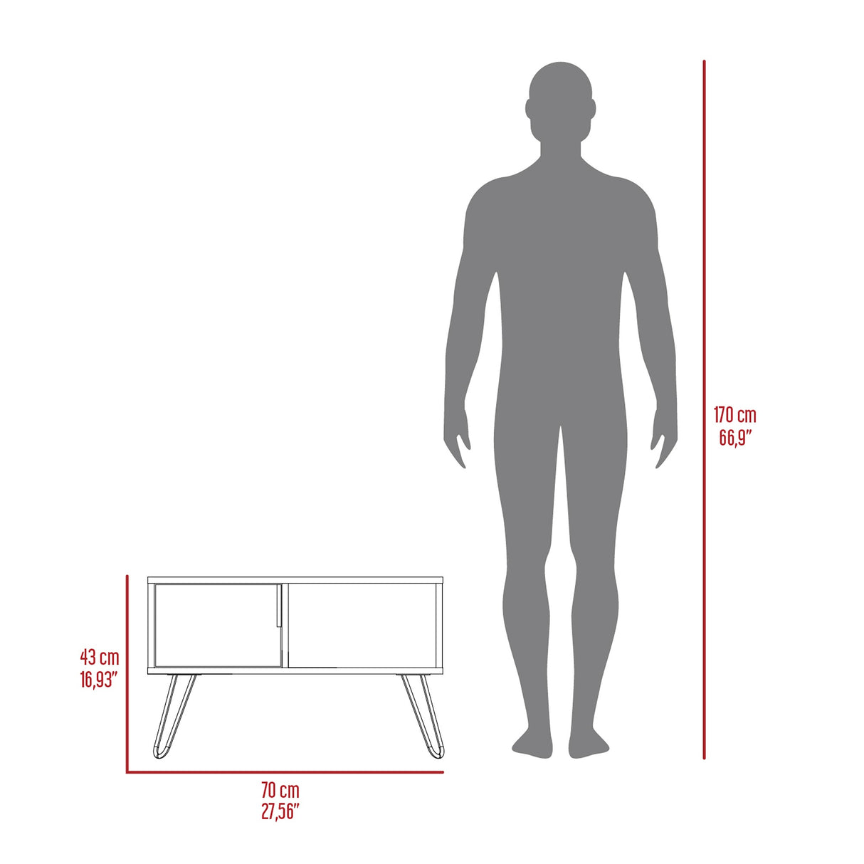 Mesa de Centro Borealis Carbón y Ceniza 70x43cm Rectangular - Mesas de Centro | Bylmo