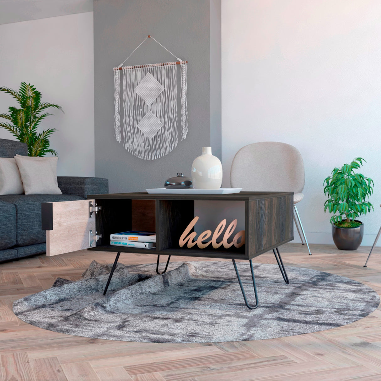 Mesa de Centro Borealis Carbón y Ceniza 70x43cm Rectangular - Mesas de Centro | Bylmo