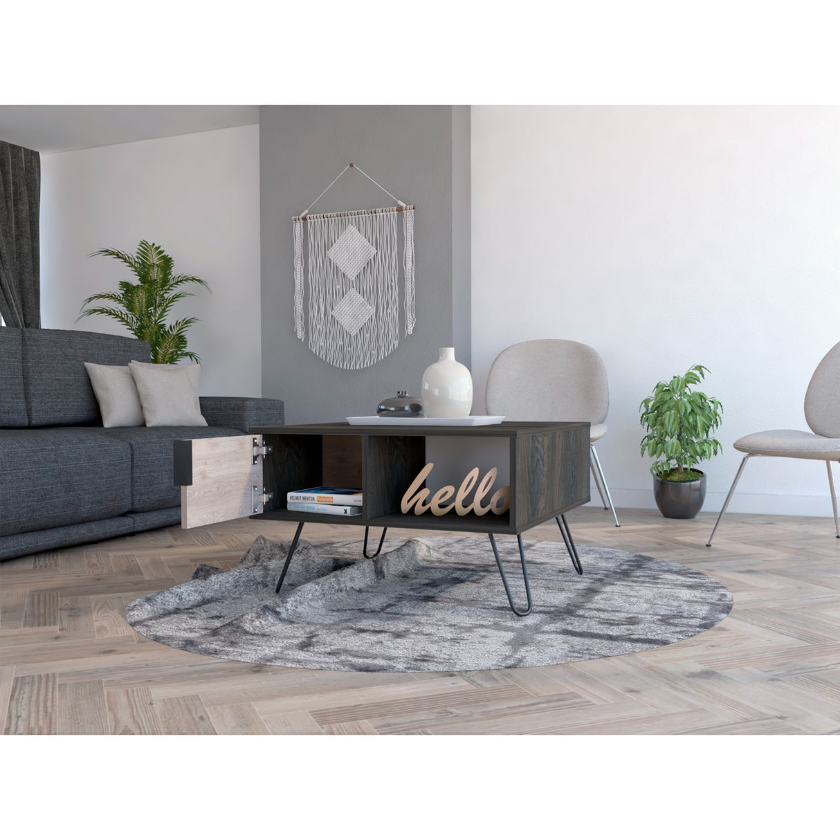 Mesa de Centro Borealis Carbón y Ceniza 70x43cm Rectangular - Mesas de Centro | Bylmo