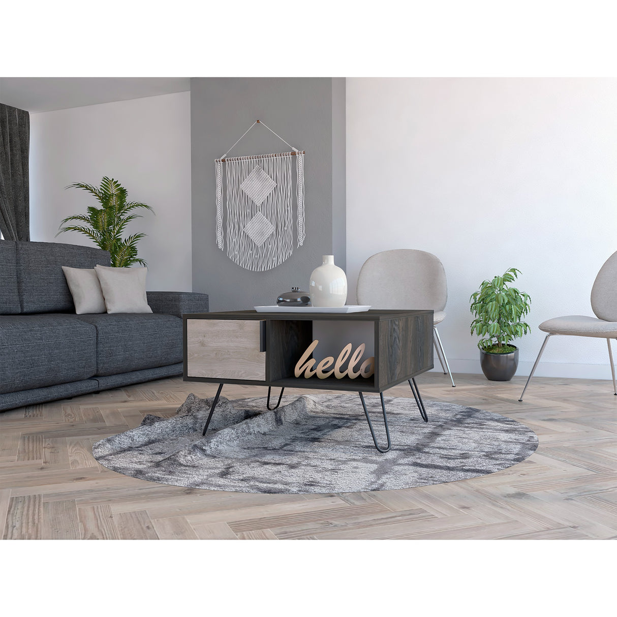 Mesa de Centro Borealis Carbón y Ceniza 70x43cm Rectangular - Mesas de Centro | Bylmo