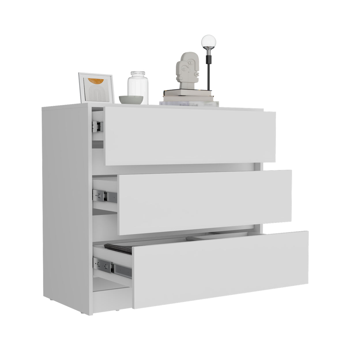 Cajonera Austin Blanco 85x80cm con Tres Cajones - Cajoneras y Comodas | Bylmo