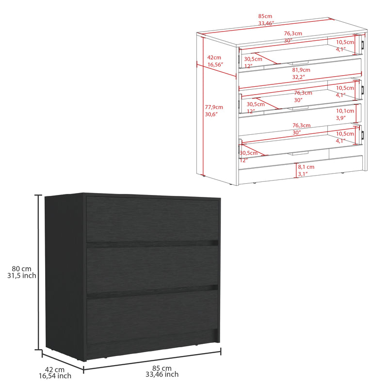 Cajonera Austin Wengue 85x80cm Con Tres Cajones