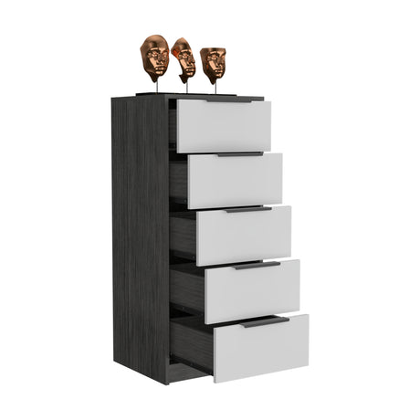 Cajonera Kaia Roble Gris 45x107.8cm con Cinco Cajones - Cajoneras y Comodas | Bylmo