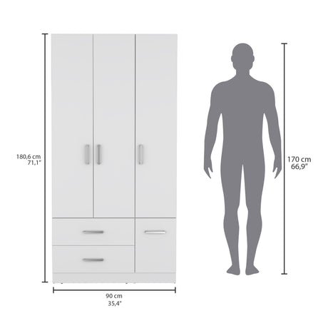 Closet Sebree Blanco 90x180.6cm con Dos Cajones - Closets | Bylmo