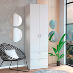 Closet Vicco Blanco 59.2x195cm Con Dos Cajones