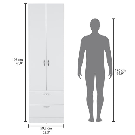 Closet Vicco Blanco 59.2x195cm con Dos Cajones - Closets | Bylmo