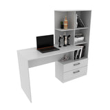Escritorio con Biblioteca Poli Blanco 138x137.7cm con Dos Cajones - Escritorios | Bylmo