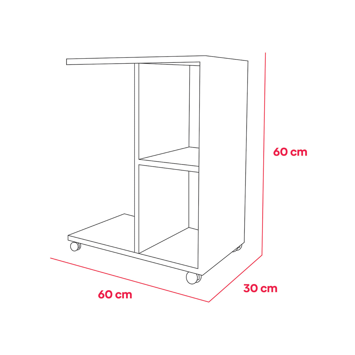 Mesa Auxiliar Zamora Beige 60x60cm Rectangular con Ruedas - Mesas Auxiliares | Bylmo