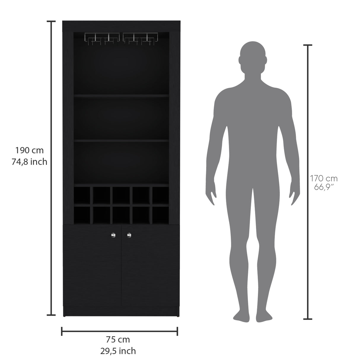 Bar Alto Nebo Wengue 75x190cm de Piso - Bares | Bylmo