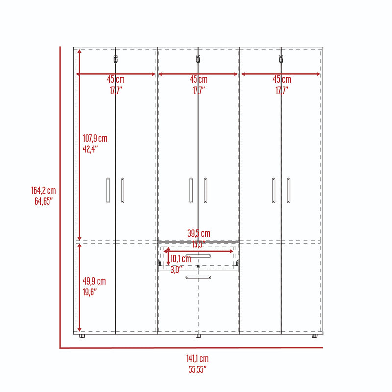 Combo Closet Y Cómoda Mayer Fresno Europeo 141.1x164.2cm Con 4 Cajones