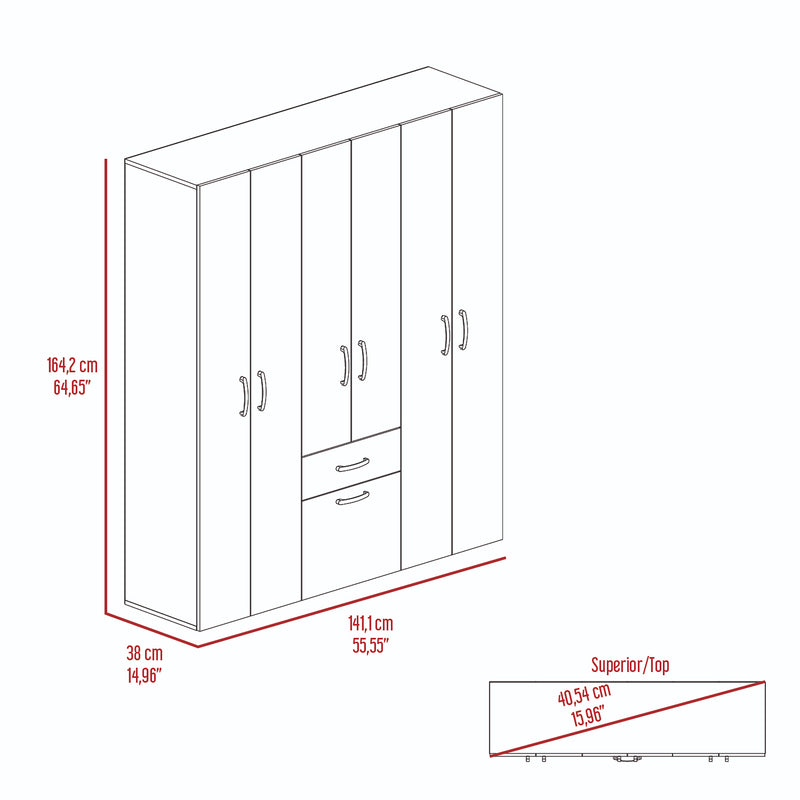 Combo Closet Y Cómoda Mayer Fresno Europeo 141.1x164.2cm Con 4 Cajones