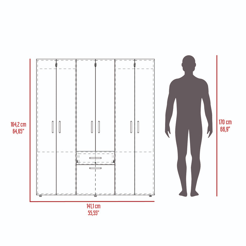 Combo Closet Y Cómoda Mayer Fresno Europeo 141.1x164.2cm Con 4 Cajones
