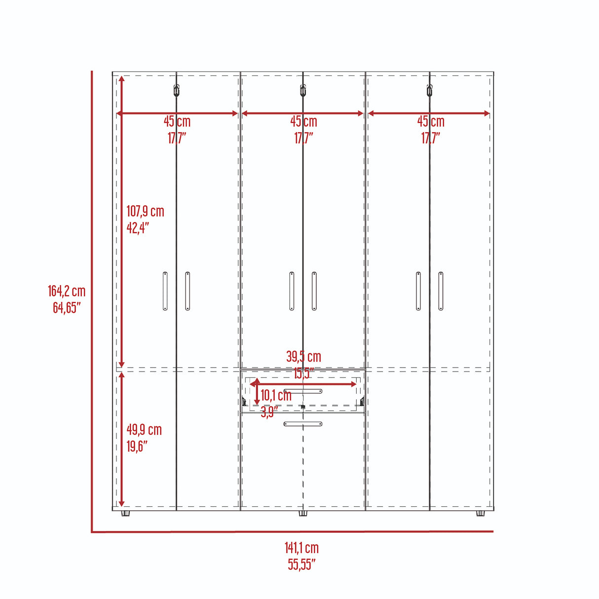Combo Closet y Cómoda Mayer Fresno Europeo 141.1x164.2cm Con 4 Cajones - Closets | Bylmo