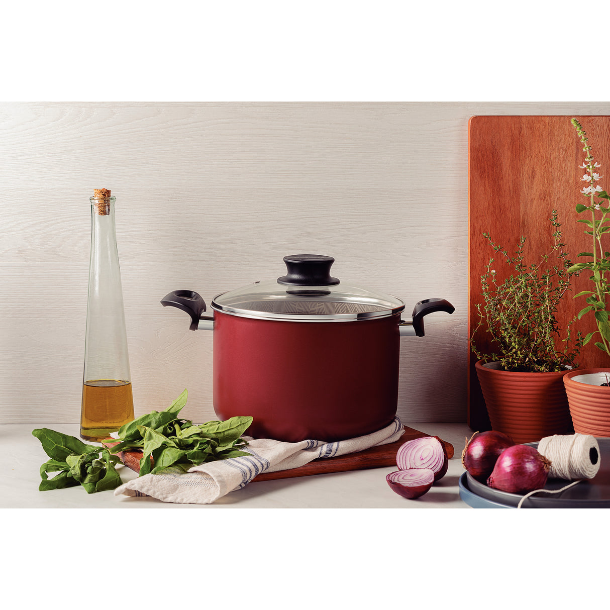 Olla Alta Paris Rojo 29.4x26.3cm Antiadherente de 11.8 Litros - Ollas y Sartenes | Bylmo