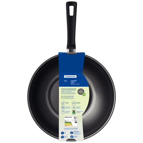 Wok Loreto Grafito 29.5x14cm Antiadherente de 3.6 Litros - Ollas y Sartenes | Bylmo