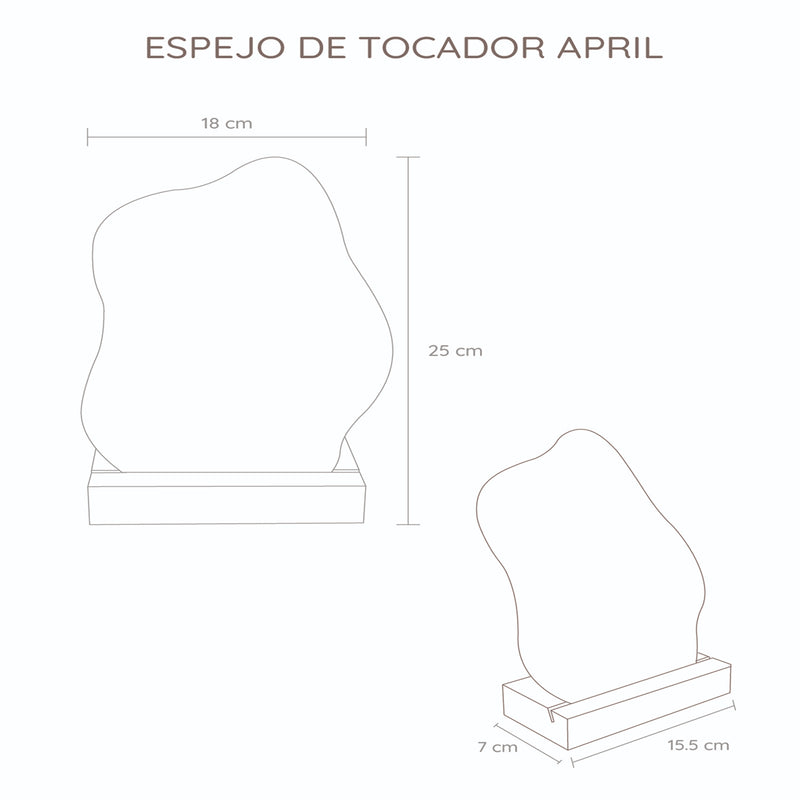 Espejo April 25x18cm Asimétrico Con Base En Madera