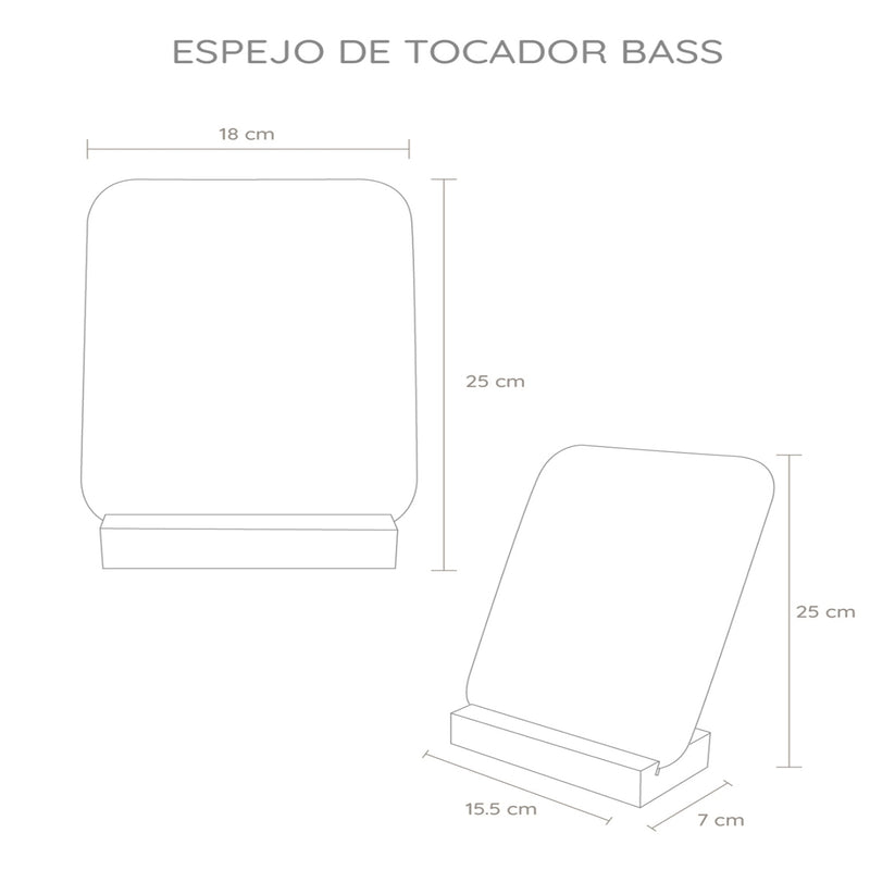 Espejo Bass 25x18cm Rectangular Con Base En Madera